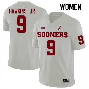 Women Michael Hawkins Jr. White Oklahoma College Football #9 Jersey 812293-856