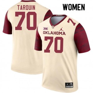 Women Michael Tarquin Cream Sooners College Football #70 Jersey 206414-564