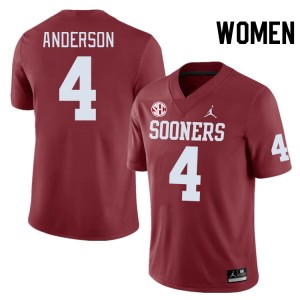 Women Nic Anderson Crimson Sooners 2024 SEC Conference #4 Jersey 939456-317