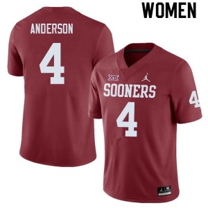 Women Nic Anderson Crimson OU College Football #4 Jersey 694141-946