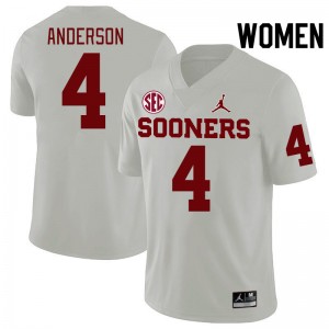 Women Nic Anderson White Sooners 2024 SEC Conference College Football #4 Jersey 342717-158