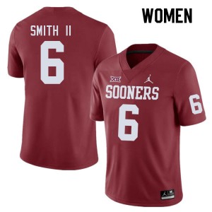 Women Nigel Smith II Crimson Oklahoma Sooners College Football #6 Jersey 246835-955