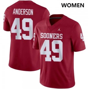 Women Ben Anderson Crimson OU College Football #49 Jersey 648063-507