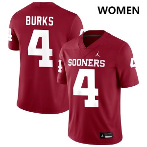 Women Deion Burks Crimson Oklahoma Sooners College Football #4 Jersey 680939-218