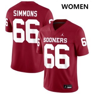 Women Derek Simmons Crimson Oklahoma College Football #66 Jersey 766002-465