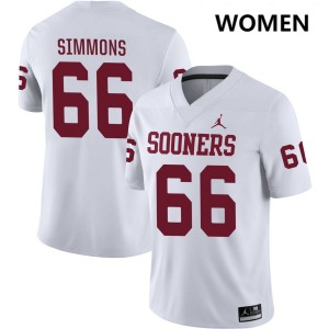 Women Derek Simmons White Oklahoma Sooners College Football #66 Jersey 171707-820