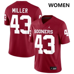 Women Grayson Miller Crimson OU Sooners College Football #43 Jerseys 196217-520