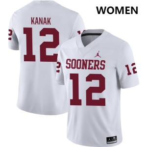 Women Jaren Kanak White Oklahoma Sooners College Football #12 Jerseys 140181-236