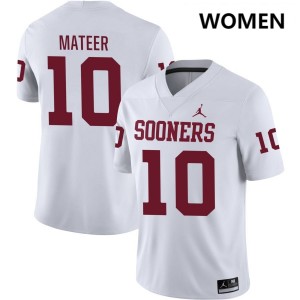 Women John Mateer White OU Sooners College Football #10 Jersey 790274-406