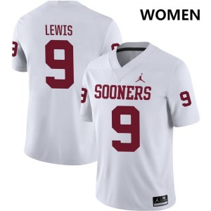 Women Keontez Lewis White OU College Football #9 Jerseys 288216-915