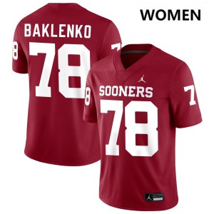 Women Luke Baklenko Crimson Sooners College Football #78 Jersey 589756-924