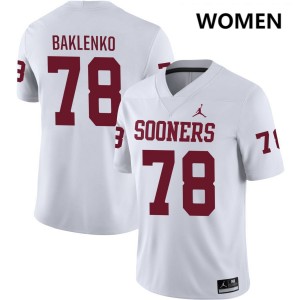 Women Luke Baklenko White Boomer Sooner College Football #78 Jerseys 934648-609