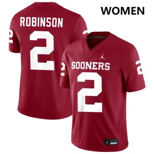 Women Omarion Robinson Crimson OU Sooners College Football #2 Jerseys 240896-624