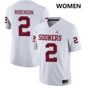 Women Omarion Robinson White Sooners College Football #2 Jerseys 982111-459