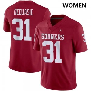 Women Reed DeQuasie Crimson OU College Football #31 Jersey 102569-253