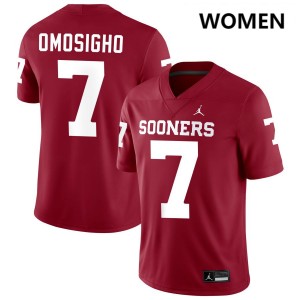 Women Sammy Omosigho Crimson Boomer Sooner College Football #7 Jersey 991103-168