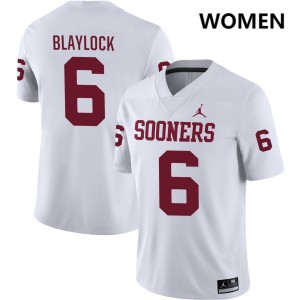 Women Tory Blaylock White Oklahoma Sooners College Football #6 Jerseys 388873-162