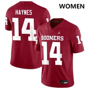 Women Trystan Haynes Crimson Sooners College Football #14 Jersey 301404-733