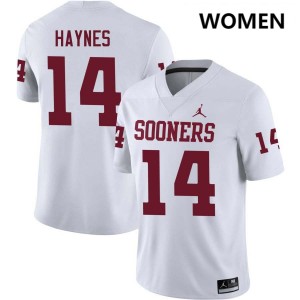 Women Trystan Haynes White Oklahoma Sooners College Football #14 Jerseys 991521-200