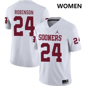 Women Xavier Robinson White Oklahoma College Football #24 Jerseys 116281-407