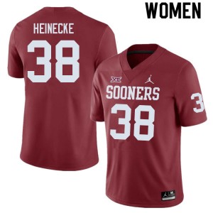 Women Owen Heinecke Crimson Sooners College Football #38 Jersey 541887-378