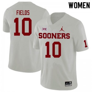 Women Pat Fields White Sooners Jordan Brand College Football #10 Jersey 335666-412