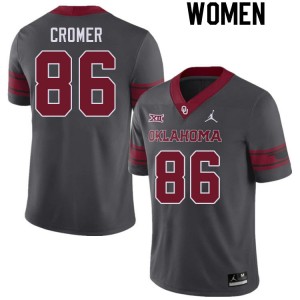 Women Patrick Cromer Charcoal OU College Football #86 Jersey 265222-256