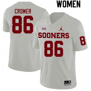 Women Patrick Cromer White OU College Football #86 Jersey 214345-791