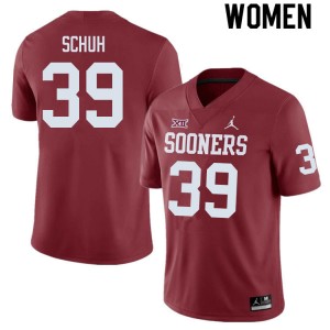 Women Peter Schuh Crimson Oklahoma Sooners College Football #39 Jersey 307509-160