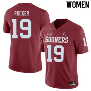 Women Ralph Rucker Crimson Sooners College Football #19 Jersey 729867-463