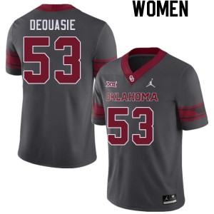 Women Reed DeQuasie Charcoal Oklahoma College Football #53 Jersey 561280-152