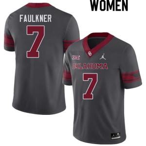 Women River Faulkner Charcoal Oklahoma Sooners College Football #7 Jersey 601033-591
