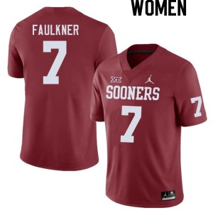 Women River Faulkner Crimson OU Sooners College Football #7 Jersey 301307-972