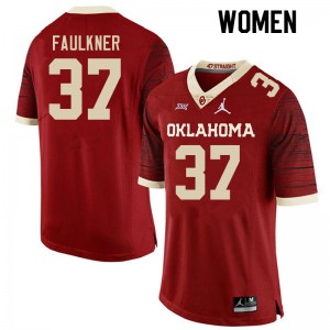 Women River Faulkner Retro Sooners College Football #37 Jersey 140169-801