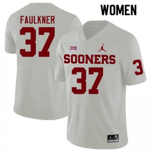 Women River Faulkner White Oklahoma Sooners College Football #37 Jersey 652192-642