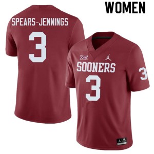 Women Robert Spears-Jennings Crimson Oklahoma Sooners College Football #3 Jersey 171109-734