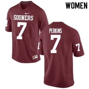 Women Ronnie Perkins Crimson Sooners College Football #7 Jersey 445439-368