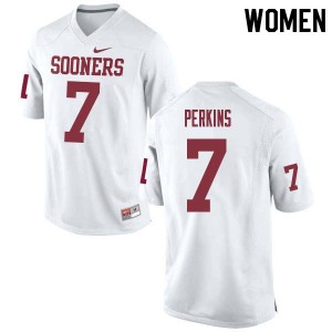 Women Ronnie Perkins White Oklahoma College Football #7 Jersey 119180-485