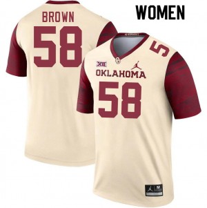 Women Spencer Brown Cream OU College Football #58 Jersey 668926-970