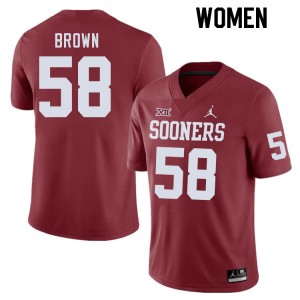 Women Spencer Brown Crimson Sooners College Football #58 Jersey 886315-987