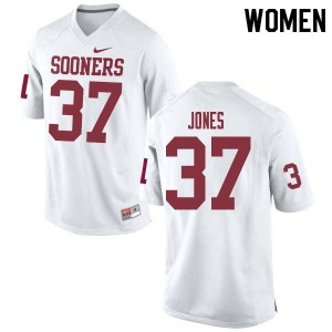 Women Spencer Jones White OU Sooners College Football #37 Jersey 236137-669