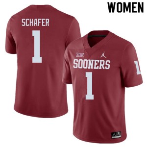 Women Tanner Schafer Crimson Sooners College Football #1 Jersey 935242-843