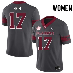 Women Taylor Heim Charcoal Sooners 2024 SEC Conference #17 Jersey 662821-656