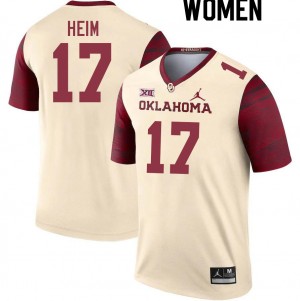 Women Taylor Heim Cream OU Sooners College Football #17 Jersey 640632-260