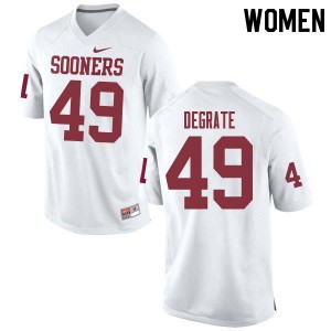 Women Travis DeGrate White OU College Football #49 Jersey 819421-678