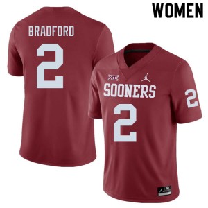Women Tre Bradford Crimson Oklahoma College Football #2 Jersey 351629-576