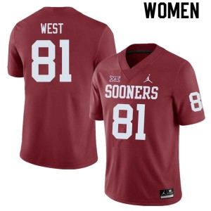 Women Trevon West Crimson OU Sooners College Football #81 Jersey 586581-520