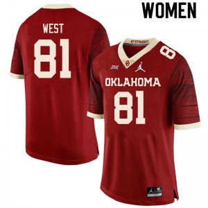 Women Trevon West Retro OU College Football #81 Jersey 334373-665