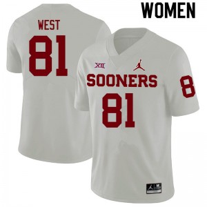 Women Trevon West White OU Sooners College Football #81 Jersey 959083-191