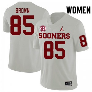 Women Trey Brown White Oklahoma Sooners 2024 SEC Conference College Football #85 Jersey 508434-557